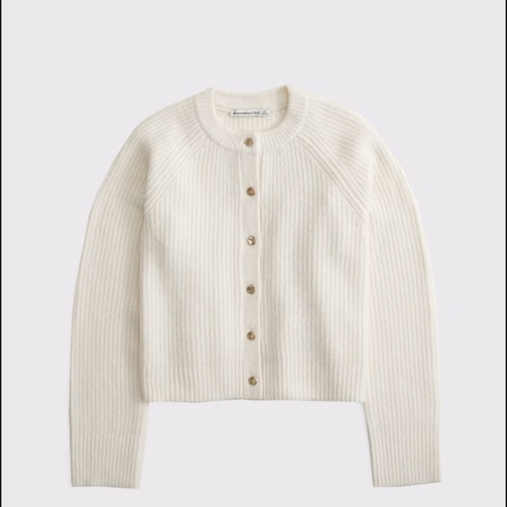 Abercrombie & Fitch Women's Cream Button-Up Cardigan